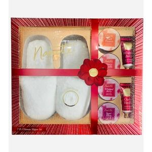 Nanette Lepore 7Pcs Ultimate Slipper Set Set; Body Butters, hand Creams, Slipper